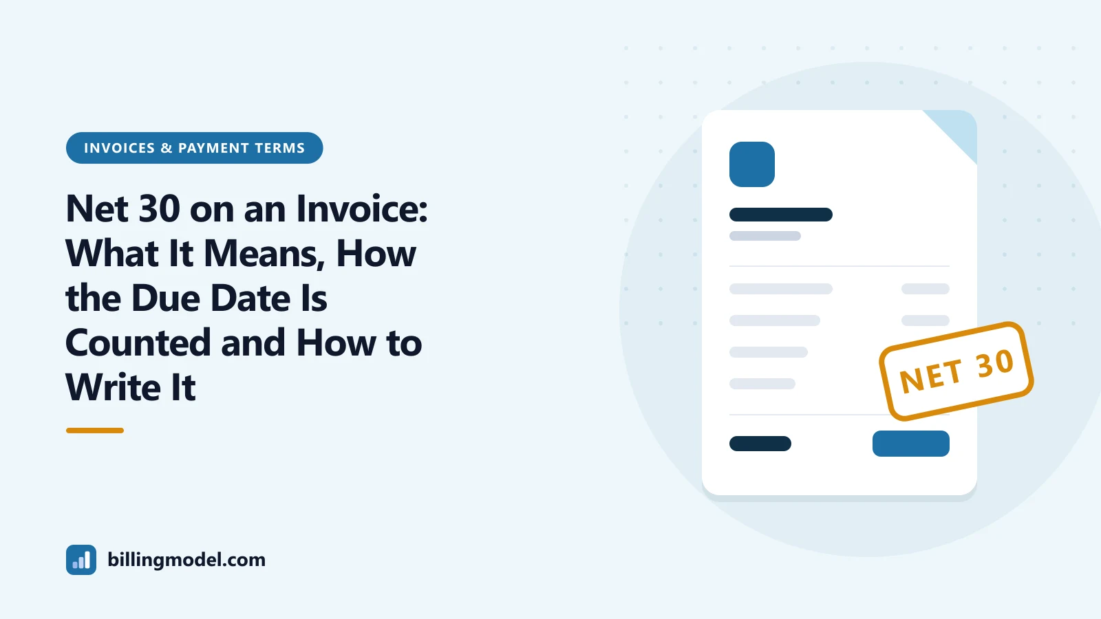 Illustration of an invoice sheet with a NET 30 stamp for a guide to the net 30 invoice
