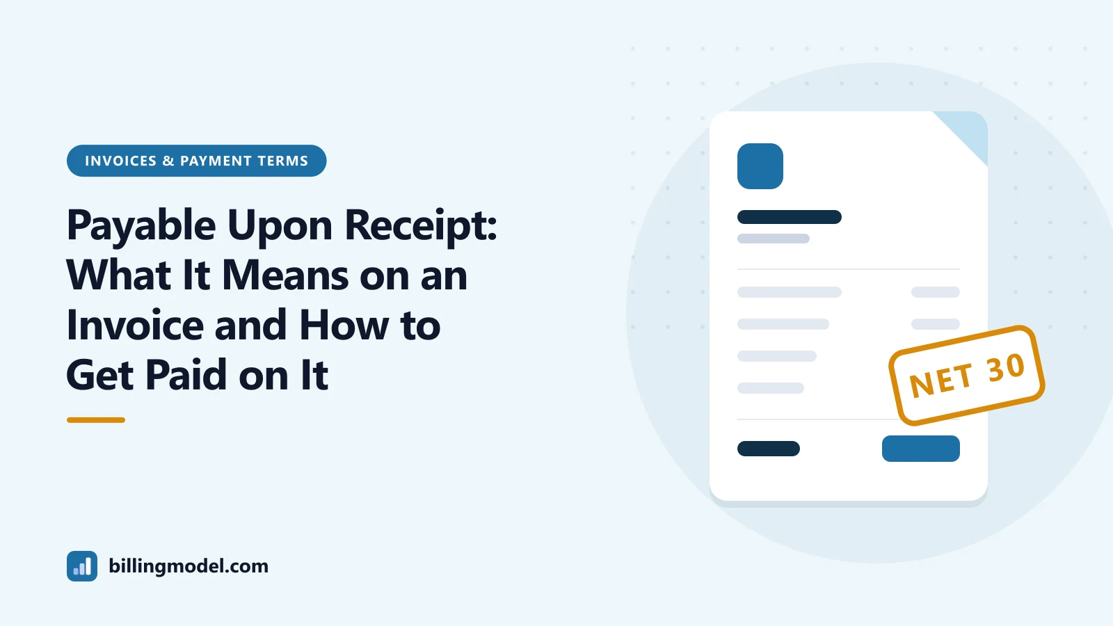 Illustration of an invoice sheet for a guide to invoices that are payable upon receipt