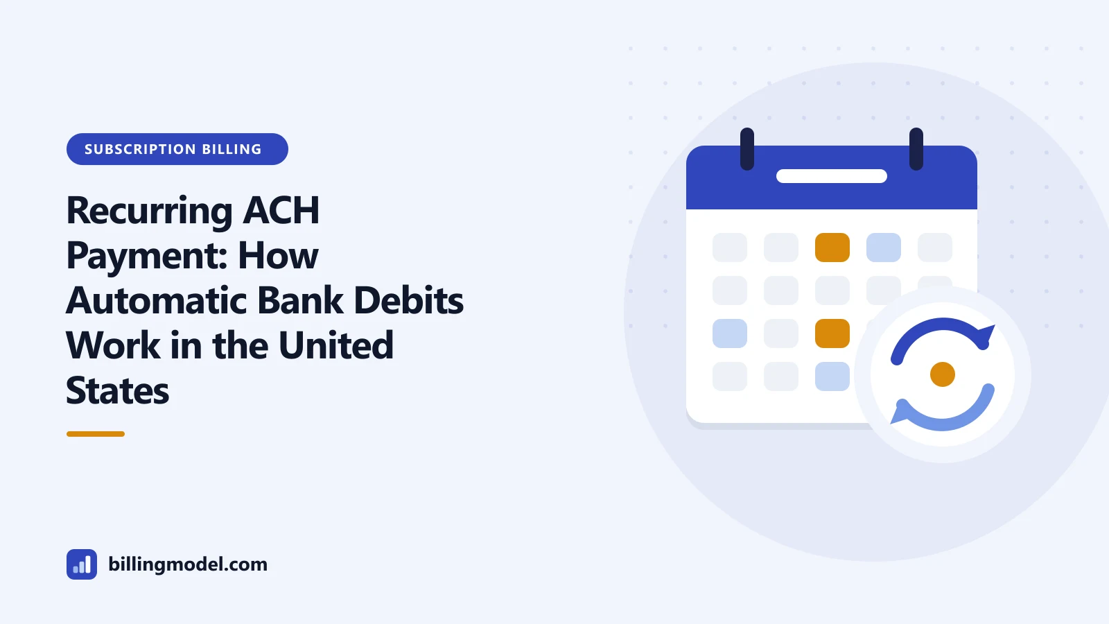 Illustration of a calendar with a renewal loop for a guide to the recurring ACH payment