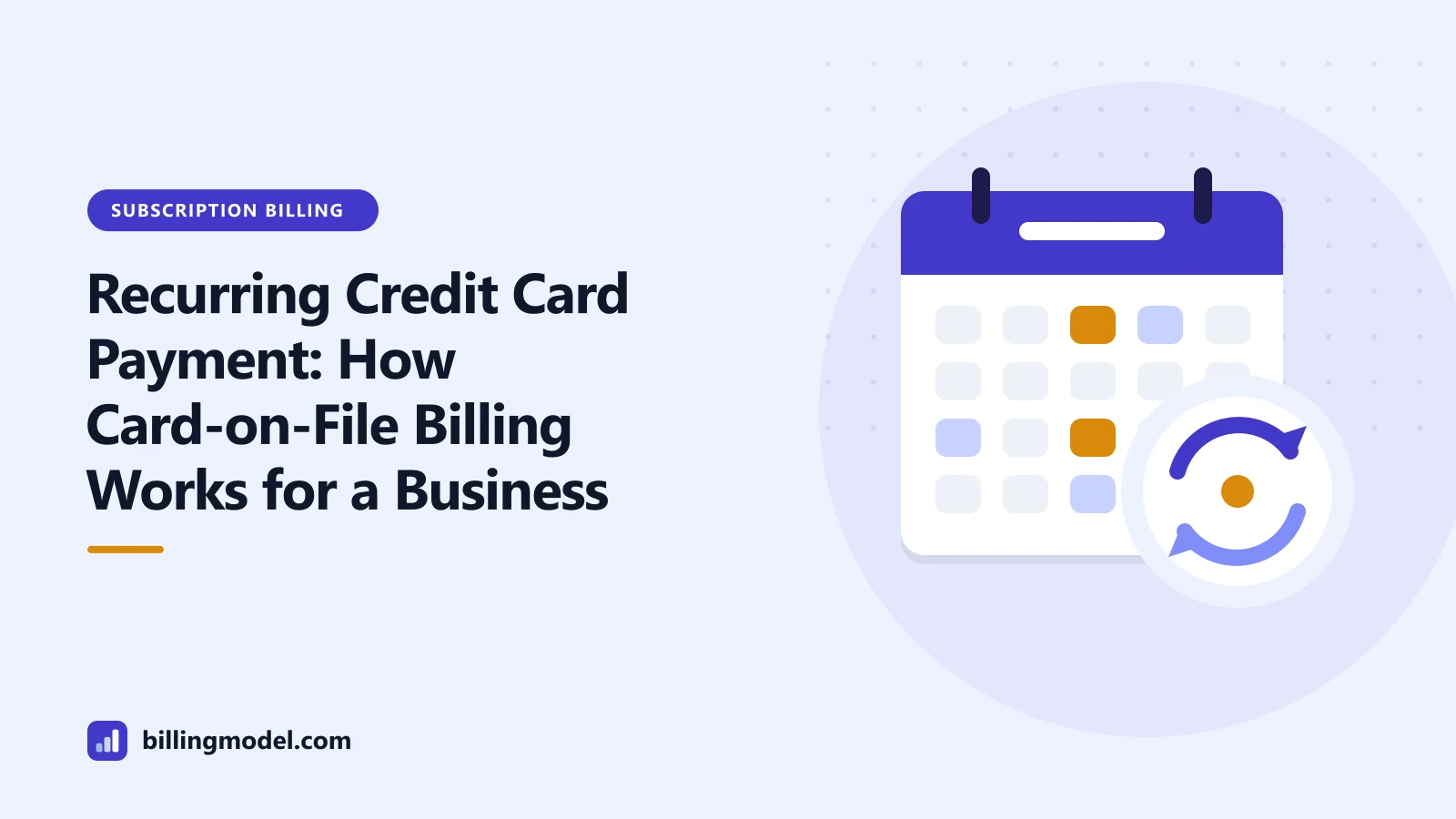 Illustration of a calendar with a renewal loop for a guide to the recurring credit card payment