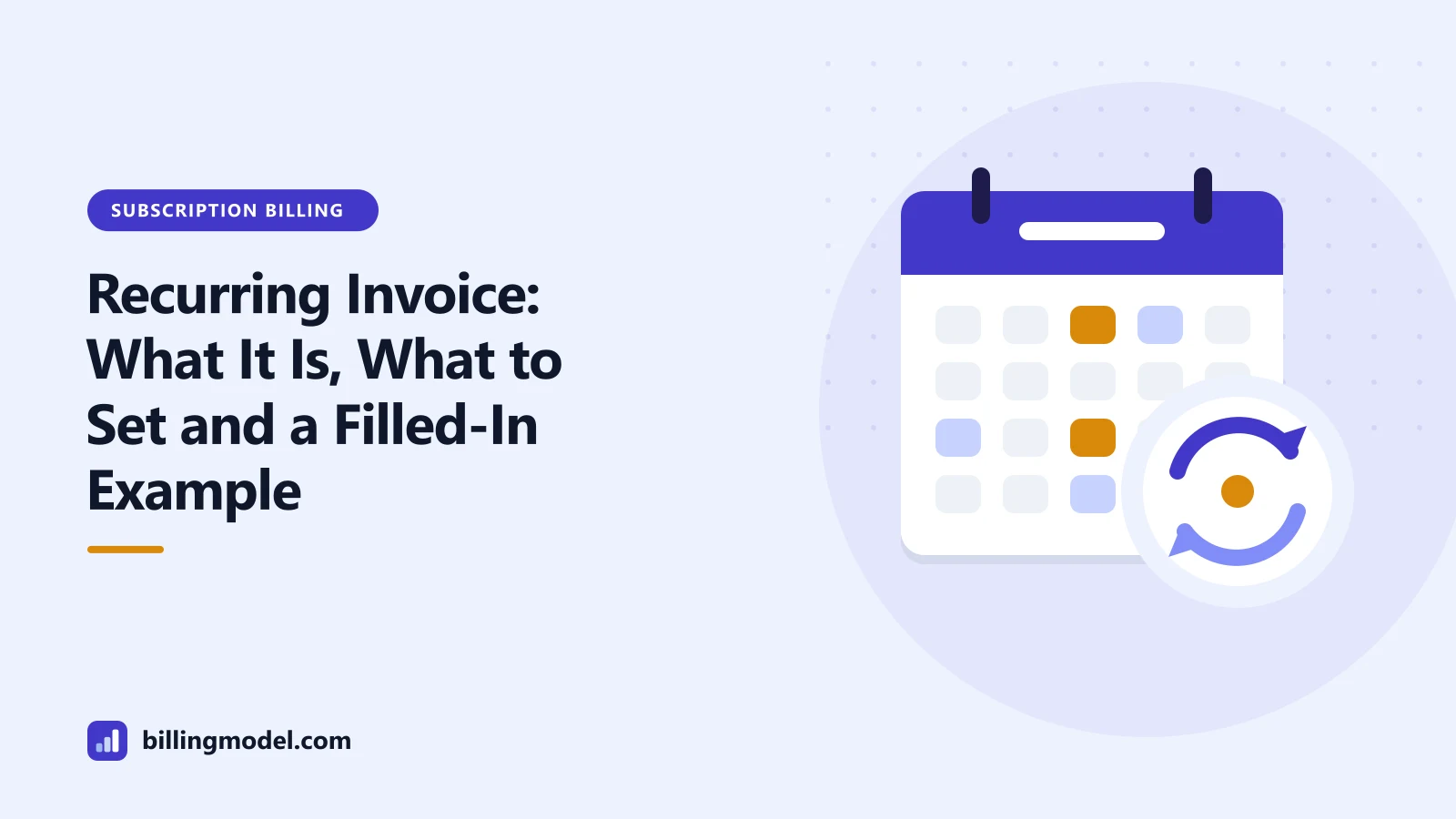 Illustration of a calendar with a renewal loop for a guide to the recurring invoice